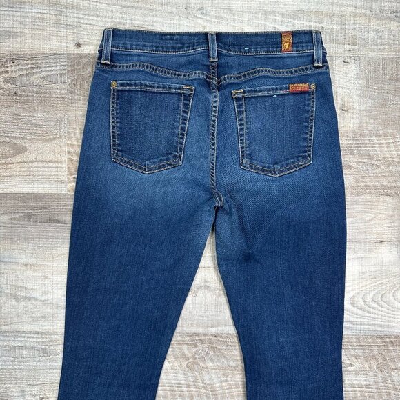 Seven For All Mankind The Ankle Skinny Jeans Women's Sz 27 Blue Slit Ankle - Picture 5 of 9